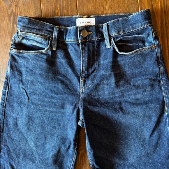 FRAME Le High Straight Jeans in Color Earth Bound |Dark Wash Size 26 EUC - Picture 6 of 11